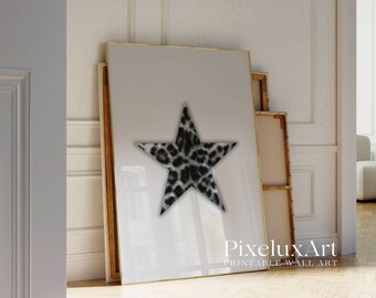 Black & White Leopard Star Wall Art | Stockholm Style Fashion Print | Chic Apartment Decor | Stylish Modern Collage Poster, image 4