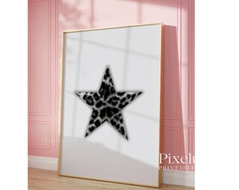 Black & White Leopard Star Wall Art | Stockholm Style Fashion Print | Chic Apartment Decor | Stylish Modern Collage Poster, image 5