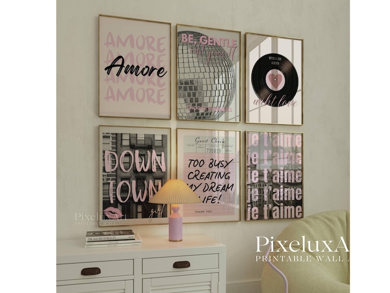 Pink Girly Aesthetic Poster Set
