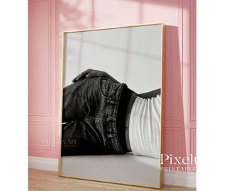 Black And White Jeans Art Print – Modern Stylish Body Silhouette Poster, Y2K Fashion Aesthetic Denim Poster, Trendy Stockholm Style Poster, image 6