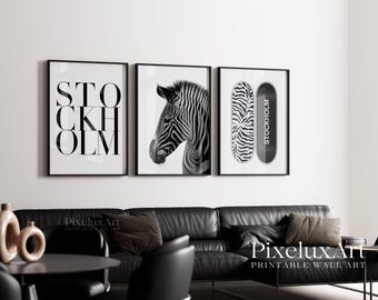 Zebra Black and White Fashion Wall Art Set – Stockholm Aesthetic Print, Cool Y2K Collage Prints, Zebra Stylish Chic Apartment Decor, image 8