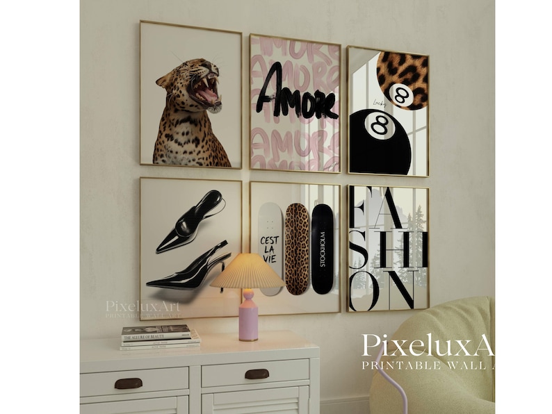 Set of 6 Stockholm Style Fashion Wall Art