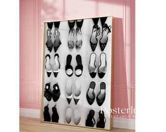 Black and White Vintage Heels Poster – Retro High Heels Wall Art, Luxury Shoe Print, Fashion Home Decor, Stockholm Style Heels Print, image 3