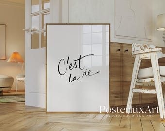 C’est La Vie Print, Minimalist French Quote Poster, Black and White Typography Art, Scandinavian Home Decor, Modern Printable Wall Art, image 5