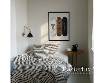 Leopard Skateboard Wall Art, Stockholm Fashion Printable Poster, Modern Minimal Wall Decor, Black White Trendy Art, Urban Scandinavian Style, image 4