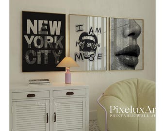 Set of 6 Gallery Wall Print – Fashion Print, NYC Wall Art, Trendy Aesthetic Chic Y2K Apartment Decor, Black And White Funky Art,, image 4