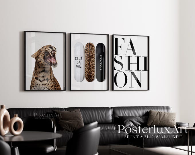 Leopard Fashion Wall Art Set, Stockholm Style Printable…
