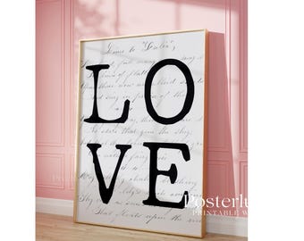 LOVE Poster | Minimalist Black and White Wall Art | Modern Typography Printable | Scandinavian Romantic Decor | Neutral Home Print, image 5