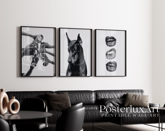 Stockholm Style Wall Art Set of 3 | Black & White Modern…