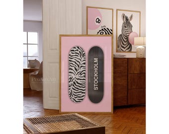 Pink Zebra Apartment Print Set, Preppy Y2k Fashion Print, Leopard Pink Stylish And Cool Girl Aesthetic Art for Teen & Dorm Room, Zebra Print, image 6