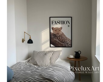 Fashion Leopard Wall Art Print, Modern Y2k Magazine Print, Cheetah Wall Art, Stylish Animal Chic Aesthetic Decor, image 3
