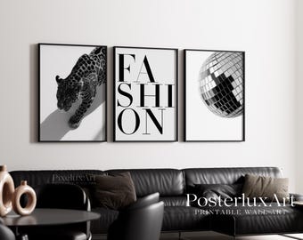 Stockholm Black and White Wall Art Set of 6 – Fashion Wall Art, Leopard, High Heels, Disco Ball Poster, Trendy Aesthetic Y2K Apartment Print, image 7
