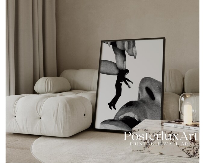 Surreal Feminist Collage Art Print | Black and White…