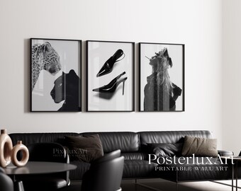 Stockholm Style Gallery Wall Set, Black and White Fashion Poster Bundle, Je T’aime Typography Art, Modern Scandinavian Decor, image 3
