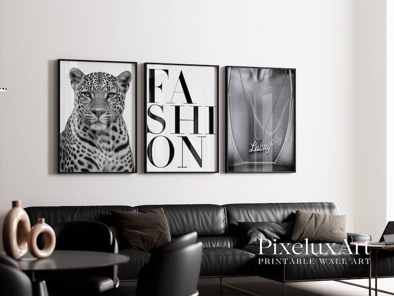 Black and White Leopard & Fashion Wall Art Set