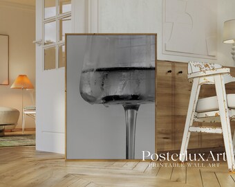 Black & White Champagne Art Print – Modern Bar Cart Art, Champagne Photo Print, Stockholm Style Kitchen Aesthetic Print, Cool Stylish Print, image 3