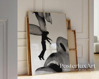 Surreal Feminist Collage Art Print | Black and White Abstract Poster | Y2K Modern Minimal Wall Decor | Trendy Stylish Girl Aesthetic Art, image 3