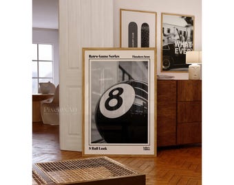 Retro Lucky 8 Ball Poster, Eight Pool Ball, Collage Wall Art, Game Room Print, Trendy Retro Bar Cart Print, 70s Poster, Trendy Wall Art, image 3