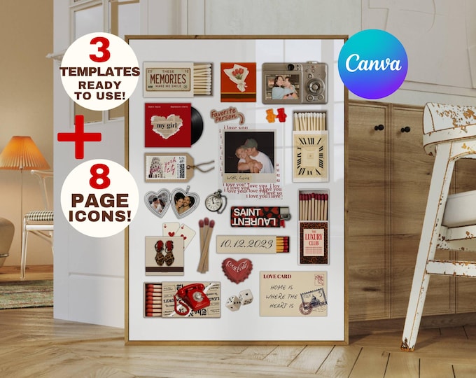 Custom Matchbook Art Canva Template • Anniversary Gifts •…