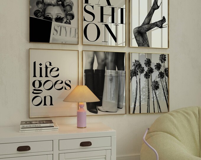 Stockholm Black and White Fashion Wall Art Set, 6…