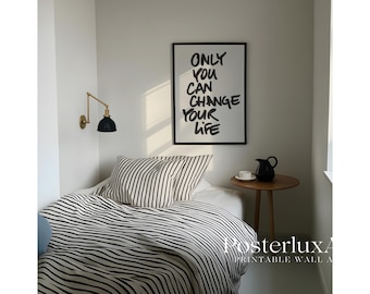 Motivational Typography Wall Art – Scandinavian Quote Print, Modern Minimal Inspirational Poster, Black and White Home Decor, image 6