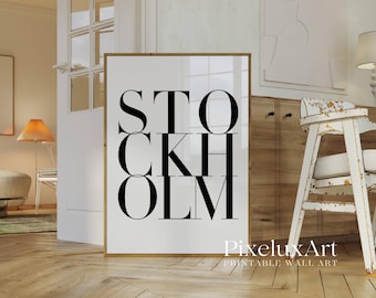 Modern Stockholm Typography Print – Black and White Stockholm Aesthetic Print, Cool Y2K Fashion Prints, Stylish Chic Apartment Decor, image 6