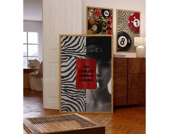 Trendy Girly Wall Art, Collage Apartment Print, Black And White Y2k Fashion Print, Feminist Quote, Stylish And Cool Girl Aesthetic Wall Art, image 6