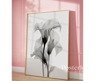Stockholm Style Abstract Floral Art Print, Black and White Flower Minimalist Botanical Wall Art, Modern Scandinavian Home Decor Poster, image 5
