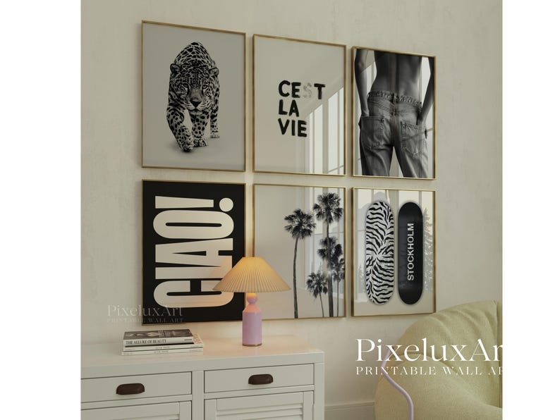 Black and White Wall Art Set of 6