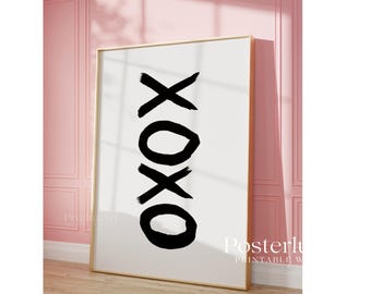 XOXO Print, Minimalist Brush Stroke Poster, Modern Black and White Wall Art, Scandinavian Home Decor, Typography Printable, image 5