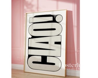 Ciao Typography Print | Modern Black & White Wall Art | Minimal Italian Poster | Stylish Scandinavian Home Decor, image 4