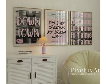 Pink Girly Aesthetic Poster Set, Preppy Collage Apartment Print, Preppy Y2k Stylish And Cool Girl Aesthetic Print for Dorm Room Gallery Set, image 2