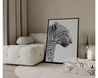 Black And White Leopard Wall Art Print, Modern Y2k Fashion Print, Jungle Wall Art, Modern Chic Aesthetic Decor, Stylish Roar Cheetah Print, image 1