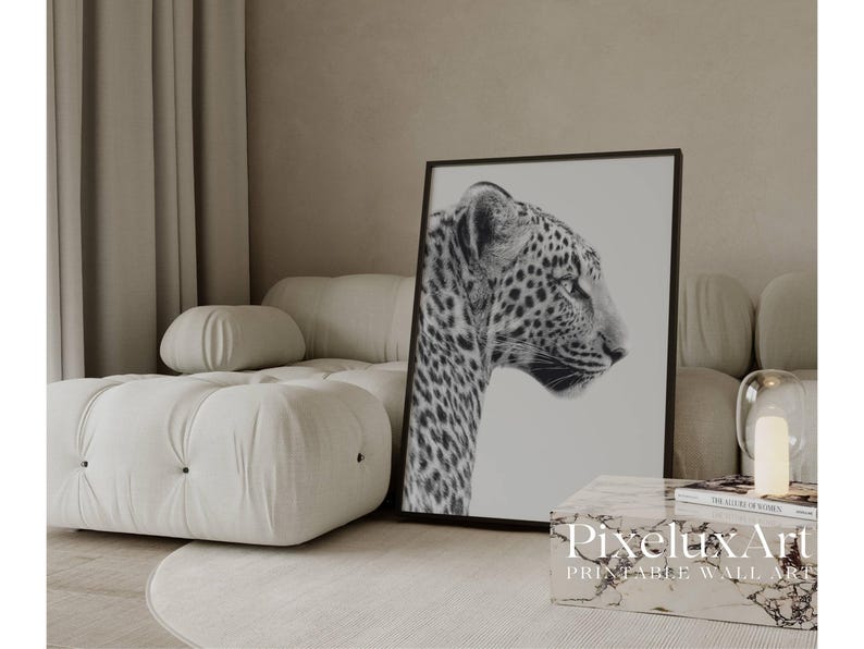 Black And White Leopard Wall Art Print, Modern Y2k Fashion Print, Jungle Wall Art, Modern Chic Aesthetic Decor, Stylish Roar Cheetah Print