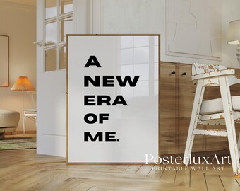 A New Era of Me Typography Print, Minimal Motivational Wall Art, Modern Black and White Female Strength Art, Bold Woman Print, image 3