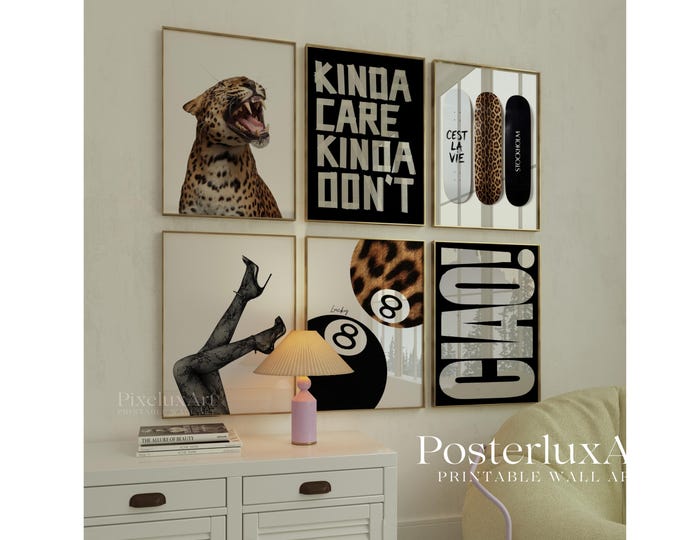 Trendy Leopard Stockholm Fashion Wall Art Set, Black White…