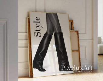 Style Black & White Fashion Poster, Magazine Cover Style Wall Art, Stockholm Style Modern Aesthetic Chic Apartment Decor, Luxury Boots Print, image 4