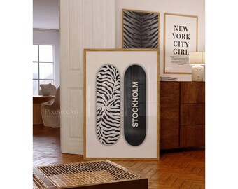Zebra Skateboard Print – Modern Black & White Stockholm Style Print, Y2K Fashion Prints, Stylish Chic Modern Decor for Apartment Print, image 6