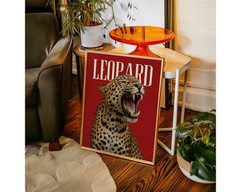 Leopard Wall Art Print, Retro Girly Cheetah Wall Art, Retro Y2K Aesthetic, Tredny Leopard Print, Dopamine Decor for Bold Spaces, Retro Print, image 6