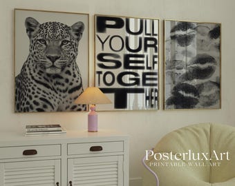 Stockholm Wall Art Set of 6 – Leopard, Fashion Typography, Modern Prints, Minimalist Luxury Black and White Aesthetic Gallery Posters, image 3