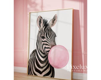 Pink Zebra Apartment Print Set, Preppy Y2k Fashion Print, Leopard Pink Stylish And Cool Girl Aesthetic Art for Teen & Dorm Room, Zebra Print, image 4