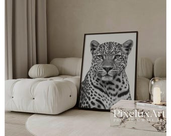 Black & White Leopard Fashion Wall Art, Stockholm Modern Aesthetic Chic Apartment Decor, Stylish Y2K Wall Art, Trendy Fashion Leopard Print, image 4