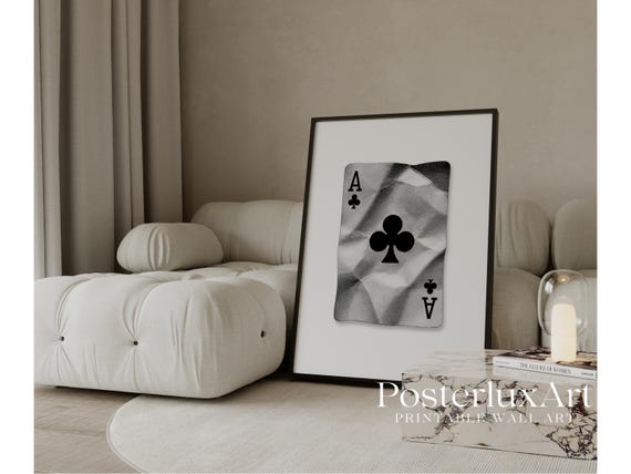 Black And White Ace of Clubs Print