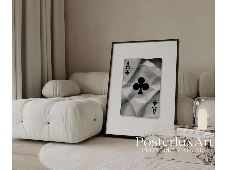 Black And White Ace of Clubs Print