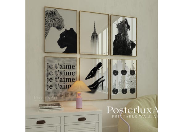 Chic Black and White Gallery Wall Art Set