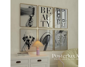 Black and White Beauty Salon Wall Art Set | Spa Bathroom Posters, Y2K Makeup Art Decor, Girly Hair Salon Poster, Beauty Gallery Set, image 1