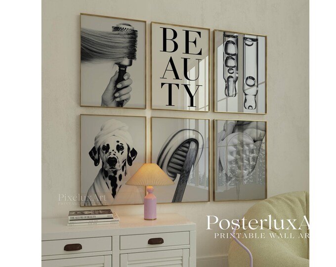 Black and White Beauty Salon Wall Art Set | Spa Bathroom…