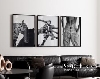 6 Piece Black and White Gallery Wall Set, Stockholm Style Fashion Poster Bundle, Minimalist Neutral Home Decor, Scandinavian Wall Art, image 4