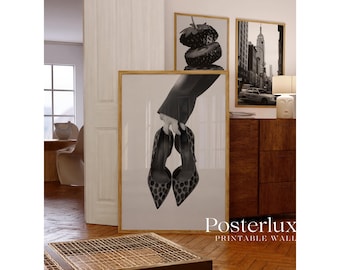 Black & White Leopard Heels Wall Art, Stockholm Modern Aesthetic Chic Dressing Print, Retro Shoe Poster, Fashion Elegant Leopard Print, image 6