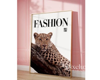 Fashion Leopard Wall Art Print, Modern Y2k Magazine Print, Cheetah Wall Art, Stylish Animal Chic Aesthetic Decor, image 5